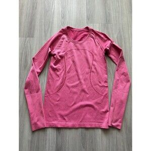Lululemon Pink Swiftly Long Sleeve Top Pink Stripes‎ size 6